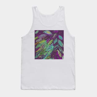 Watercolor Leaves in Purple Teal Blue Gold Tank Top